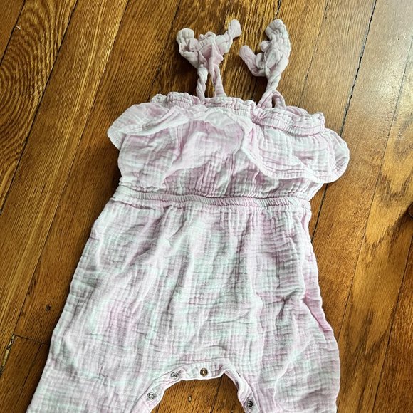 Pink and white Emily & Oliver muslin romper set - Picture 3 of 5